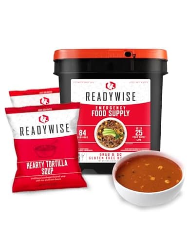 ReadyWise Emergency Food Supply - 84 Servings Gluten Free Survival Food Bucket, Dehydrated Meals & Freeze Dried Food for Backpacking, Camping Essentials & Emergency Supplies, up to 25 Year Shelf Life