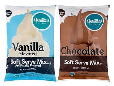 Frostline Vanilla & Chocolate Soft Serve Powdered Ice Cream Mix | Lactose Free | Kosher | 6 lb. Bag Each