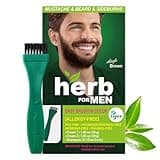 Herb For Men Mustache & Beard Dye (Deep Brown, 1 Pack), PPD-Free Ammonia-Free, Vegan with Natural Ingredients, Odorless, Gentle for Sensitive Skin, No Skin Irritation