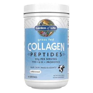 Garden of Life Grass Fed Collagen Peptides Powder Unflavored Collagen Powder for Women Men Hair Skin Nails Joints, Hydrolyzed Collagen Protein Supplements, Collagen for Women & Men, 14 Servings