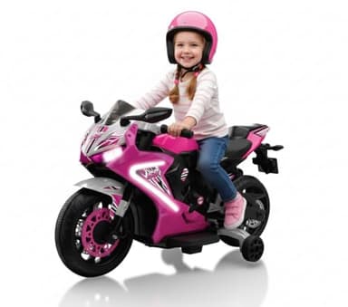 Kid Trax 6V Glow Electric Toddler Kids Motorcycle - Toddler Bike, Indoor/Outdoor Toys, Durable, LED Headlights and Body Light, Realistc Sounds, Kids Ride On Toys, Max Weight 65lbs, Ages 3+, Pink