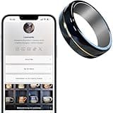 Tungsten Ring Digital Business Card - Waterproof NFC Ring - Social Media Sharing & Instant Contact - Tap to Share NFC - iOS and Android(Gold-#10)