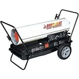 Dura Heat DFA180CV 140K-180K BTU Kero Forced Air Heater with Dual Heat Control, White and Black