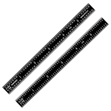 PEC Tools 6" Flexible Metal Ruler, Made from Premium Stainless Steel with Black Chrome Finish, 16R Graduation (1/32", 1/64", 1/50", 1/100"), Easy to Read Machinst Rule for Professionals, Made in USA