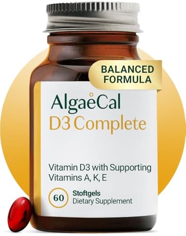 ALGAECAL 4-in-1 Vitamin D3 K2 Complete - ADK Vitamin Supplement, Enhanced Immune Support & Bone Health with D3 K2, A, & E - Whole Body Wellness & Bone Strength, 60 Easy-Swallow Softgels, Made in USA