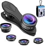 MIAO LAB 5 in 1 Phone Camera Lens Kit -0.63X Wide Angle Lens & 15X Macro Lens+190°Fisheye Lens/CPL + 2X Telephoto Lens Compatible with iPhone Samsung Sony and Most of Smartphone
