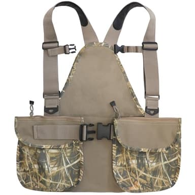 HUNTPAL Upland Hunting Vest Tactical Vest for Filed Bird Hunting, Backpack w/Game Pouch and Pockets, Chest Strap & Waist Belt (Waterfowl Camo)