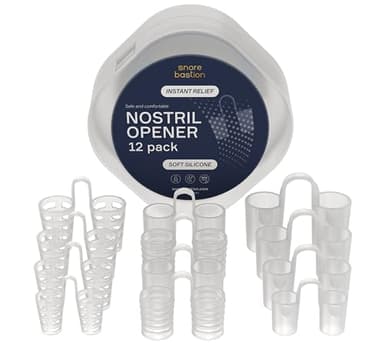 Snore Bastion Nasal Dilators for Sleeping - 12 Nasal Cones for Breathing - Nostril Opener and Soft Silicone Nose Vents for Quiet Nights and Restful Sleep - Sinus Cones