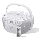 Retekess TR621 CD and Cassette Player Combo, Portable Boombox AM FM Radio, Tape Recording, Stereo Sound, USB, Micro SD, for Family(White)