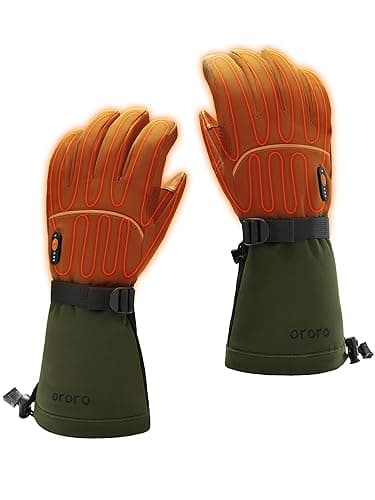 ORORO Heated Gloves for Women and Men, Rechargeable Heated Motorcycle Ski Gloves with Battery (Green,M)
