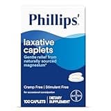 Phillips' Laxative Caplets, With Naturally Sourced Magnesium Supplement for Gentle Relief of Occasional Constipation, Cramp and Stimulant Free Laxatives, 100 Caplets