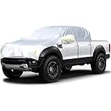 Konnfeir Half Car Cover with Cotton All Weather Car Body Cover Sunshade Cover Snow Cover Waterproof Universal (Fit Small and Medium Size Pickup (Crew Cab))