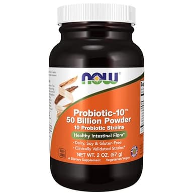 NOW Supplements, Probiotic-10™ Powder, 50 Billion, with 10 Probiotic Strains, Strain Verified, 2-Ounce