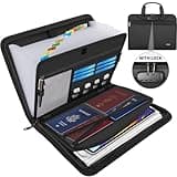 Andyer Accordion File Organizer with Lock, Fireproof Expanding File Folder with Tabs, 13 Pockets Important Document Organizer with Handle, Portable Paperwork Business Organizer, Letter/A4-Size (Black)