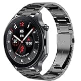 Lamshaw Compatible for OnePlus Watch 2R Band, Quick Release Stainless Steel Metal Replacement Straps Compatible for OnePlus Watch 2, 2R, 1 Smartwatch (Black)