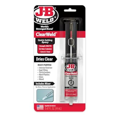 J-B Weld ClearWeld 5 Minute Epoxy, Clear, 14ml w/Static Mixer, (50114H)