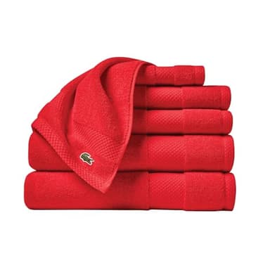 Lacoste Heritage Supima Cotton 6-Piece Towel Set, 2 Bath Towels, 2 Hand Towels, 2 Washcloths, Formula 1 – Highly Absorbent & Quick Drying, Bathroom Essential, Machine Washable