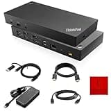 Lenovo 40AF0135US ThinkPad Docking Station Dual Monitor Hybrid USB-C with USB-A -1 Year Warranty - Supports 4K, with 135, HDMI & DisplayPort Cable – Compatible with Windows (RENEWED)