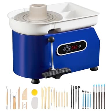 VEVOR 11in Pottery Wheel for Adults Beginners, 450W Ceramic Wheel Forming Machine With LCD Touch Screen, Adjustable 60-300RPM Speed Handle and Foot Pedal Control, 32PCS Accessory Tools Kit, Craft Gift