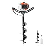 VEVOR Post Hole Digger, 43cc 1250W Auger Post Hole Digger, Gas Powered Earth Digger with 8" Earth Auger Drill Bit, 30 inch Long Alloy Steel Auger, for Farmland, Garden and Plant, EPA Certification