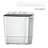 DOGHLY Double Tub Washing Machine, Portable Washer and Spin Dryer Combo, Compact Laundry Machine for Apartments, Camping & RVs, 18lbs Capacity, Easy to Use, Energy & Water Efficient