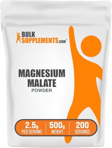 BulkSupplements.com Magnesium Malate Powder - Magnesium Supplements, High Bioavailabilty - Unflavored & Gluten Free, 2.5g per Serving, 500g (1.1 lbs) (Pack of 1)