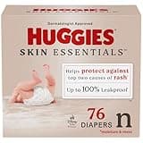 Huggies Size Newborn Diapers, Skin Essentials Baby Diapers, Size Newborn (6-9 lbs), 76 Count, Packaging May Vary