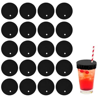 20pcs Drink Cover Scrunchies, Women's Drink Protectors Lids with Straw Holes for 6-16cm/2.43-6.2 Inch Drug-Proof Reusable Beverage Covers for Nightclub Parties