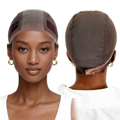 Labhairs Wig Cap with Grip Band for Keeping Wigs in Place, More Full Cap-wide Transparent Lace for Lace Front Wigs - Brown/Black/Nude Non Slip Cap Make Your Wig Be Glueless (Brown-M)
