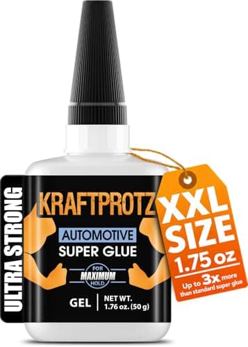 Automotive Super Glue Gel for Car Trim, Bumpers, Brackets & Fairings – 1.76 oz XXL – No-Drip, Ultra Strong, Oil-Resistant, Heatproof Bond for Trucks, Motorcycles & RVs – KRAFTPROTZ
