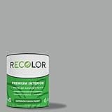 RECOLOR Eco-Friendly Interior Premium Latex Paint for Walls, Furniture and Rooms w/Eggshell Finish, 1 Quart, Gull