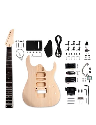 Fistrock DIY Electric Guitar Kit Beginner Kit 6 String Right Handed with Basswood Body Hard Maple Neck Poplar Laminated Fingerboard Black Hardware Build Your Own Guitar JS Series.