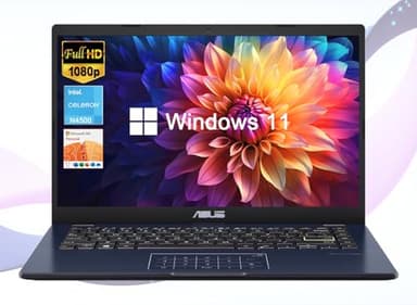 ASUS 14" Laptop for Business & Student, 14" FHD Display, Intel Celeron N4500, 1-Year of Microsoft 365, 4GB Memory, 64GB eMMC, NumberPad, Webcam, HDMI, Wi-Fi, Windows 11