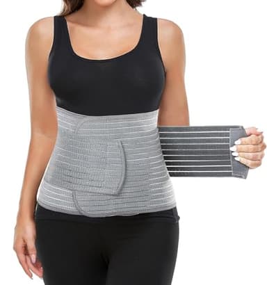 MAMODY Postpartum Belly Wrap, Postpartum Belly Band, Abdominal Binder (Polyester Made with Bamboo Charcoal Fiber),S/M