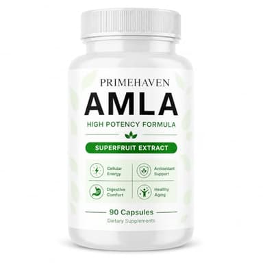 Organic Amla Capsules 1000mg, Indian Gooseberry Amla Fruit Supplement, Organic Amla Superfruit Extract for Antioxidant Activity, Daily Energy & Digestive Support, Vegan Non-GMO, 90 Capsules