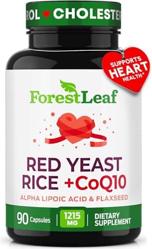Red Yeast Rice 1215 mg. Capsules - Extra Strength Red Rice Yeast with CoQ10 Supplement, Plus Alpha Lipoic Acid & Organic Flaxseed, Citrinin Free, Supports Cardiovascular Health, Non-GMO 90 Veggie Caps