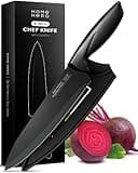 Home Hero 2 Piece 8 Inch Black Chef Knife Set with Ergonomic Handle - High Carbon Stainless Steel Razor-Sharp Multi-Purpose Kitchen Knife for Chopping Vegetables and Meats (Black)