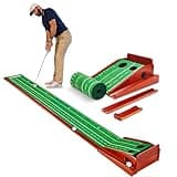 Perfect Practice 2-Hole Golf Putting Mat with Ball Return - 9.5ft Portable Practice Putting Green - Training Aid for Indoor, Outdoor Golf Practice at Home, Office, Backyard - Golfing Gifts for Men