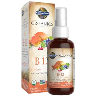 Garden of Life Organics B12 Vitamin - Whole Food B-12 for Metabolism and Energy, Raspberry, 2oz Liquid