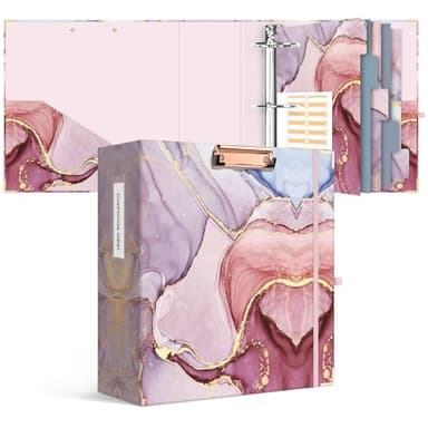 Ospelelf 3 Ring Binder for Letter Size Paper with 5 Tab Dividers, 3 Inch Ring, 4.4 Inch Spine, Pink Large Binder with Clip for School and Office Supplies
