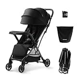 Momcozy ClickGo Lightweight Stroller, Compact Travel Stroller for Airplane with One-Click Fold, Baby Stroller and Toddler Stroller with Large Canopy for Kids from 0 Months, Extendable UPF50+ Canopy