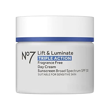 No7 Lift & Luminate Triple Action Face Cream - Fragrance Free Face Moisturizer with SPF 30 - Formulated with Anti Aging Collagen Peptides & Brightening Complex (1.69 Oz)