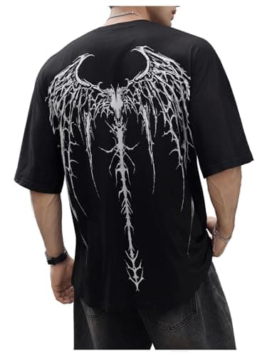 SOLY HUX Men's Gothic Crewneck T-Shirt Vintage Graphic Tees Short Sleeve Tops Streetwear Black Graphic X-Large