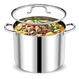 P&P CHEF 20 QT Stock Pot with Lid, Stainless Steel Large Cooking Pot, Soup Canning Stockpot for Stewing Simmering, Tri-ply Bottom for All Stoves, Heavy-Duty &Dishwasher Safe & Food-Grade