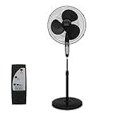 BLACK+DECKER 18-Inch Stand Fan with Pedestal Base, Height Adjustable Pedestal Fan with Remote and Touch Control Panel, Free Standing Fan with 90-Degree Oscillating and 3-Speed Settings, Black