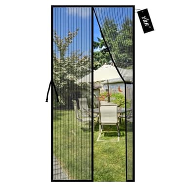 YRH Magnetic Fly Screen Door with Stay Open Buckles - Door Curtains Heavy Duty Self-Sealing Mesh,Powerful Magnets (Fit for Door Size:36x82 Inch,Screen Itself Size:38x83 Inch, Black)