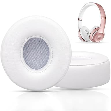 Replacement Ear Pads for Beats Solo 3, Ear Cushions for Beats Solo 2 & Solo 3 Wireless/Wired Headphones, Not Fit Beats Studio On-Ear Headphone with Stronger Adhesive, Thicker Memory Foam(White)