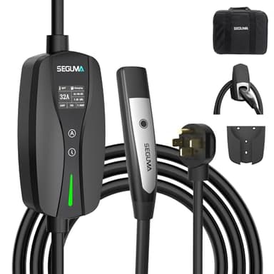 Level 2 EV Charger for Tesla, 32Amp 240V 7.68kW NACS EV Chargers, NEMA 14-50 Plug, Adjustable Current, Timing Delay 25FT Portable Electric Car Charger Compatible with All Nacs (Black)