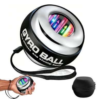 HNWXBSM (2026 New 6-Level Color-Shifting) All-Metal Power Gyro Ball, Weighted Auto-Start Hand Wrist Forearm Trainer and Strengthener for Exercise Joint and Muscle with Led Light (with Ball Bag)