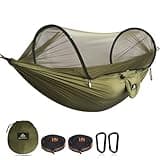 NATUREFUN Ultra-Light Travel Camping Hammock Pop-up Net Hammock 300kg Load Capacity,Breathable,Quick-Drying Parachute Nylon 2 Premium Carabiners,2 Tree Slings Included for Outdoor Backpacking Hiking